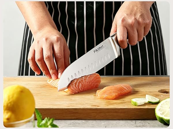 High-carbon steel retains long-lasting sharpness for clean cuts, no tearing of delicate fish