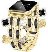 JR.DM Silver Bracelet Band Women for Apple Watch 38/40/41/42mm(S10/11) | Cute Double Chain PU Lea...