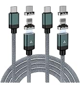 iAXBi Magnetic USB C Charger Cable 2 in 1, 2-Pack 6.6ft PD 100W(5A) Nylon Braided USB C to USB C/...