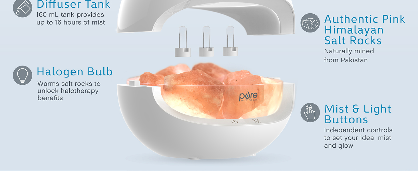 everyday relaxation aromatherapy diffuser pink salt rock lamp essential oil calming mist