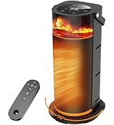 Space Heater - 1500W Portable Space Heaters for Indoor Use with Flame Effect Light, PTC Ceramic E...