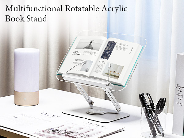 Adjustable Book Holder with 360° Rotating Base