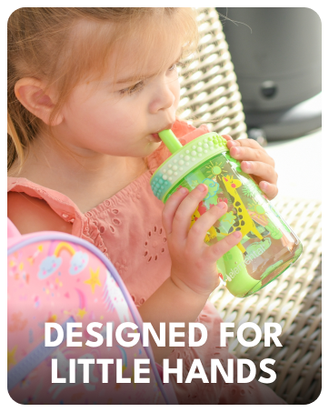 Child drinking from an Elemental Totsy kids straw cup designed for little hands and everyday use.
