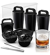 DOQAUS Clear Ice Cube Maker 2.5", Stainless Steel Soccer Ice Ball Maker Mold with Silicone Shell,...