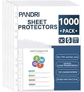 Sheet Protectors, PANDRI 1000 Pack Clear Heavy Duty Plastic Page Protectors Sheet Reinforced 11-H...