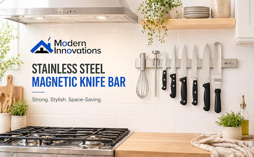 16 Inch Stainless Steel Magnetic Knife Bar - Use as Knife Holder, Knife Rack, Knife Strip, Kitchen
