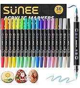 SUNEE 36 Colors Acrylic Paint Markers, 18 Pack Brush Tip Paint Pens with Automatic Ink Control Sy...