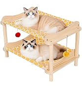 MITREL 2-Layer Cat Hammock Bed, 24"x15.7"x16.3" Elevated Cat Bed with Pine Wood Frame, Breathable...