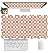Scalloped Desk Mat Extended Large Cute Mouse Pad Big Desk Pad XXL Aesthetic Kawaii Plaid Mousepad...