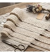 IDONGCAI Vintage Cotton Crochet Lace Trim,10 Yards Ribbon for DIY Craft | 0.5-3 inch Wide Cluny T...