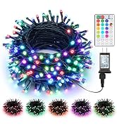 Brizled RGB Christmas Lights, 98ft 300 LED Orange Thanksgiving String Lights with Remote, 29V Plu...