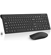 Wireless Keyboard and Mouse Combo, Silent Full-Size Computer Keyboard with Calculator Button, 240...