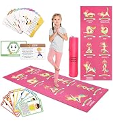 Garybank Kids Yoga Mat Set -Non-slip Exercise Mats with Fun Prints -12 Yoga Cards for Kids - Carr...