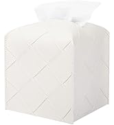 Tissue Box Cover PU Leather Square Tissue Holder Facial Peper Organizer Dispenser for Bathroom, B...