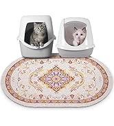Bienbee Cat Litter Mat, 33" x 22" Large Size Litter Box Mat Rug with Non-Slip Bottom, Easy to Cle...