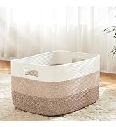 Artfeel Blanket Basket,Rectangle Woven Baskets for Storage,30L Laundry Basket for Decorative Nurs...