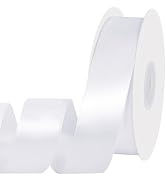 Double Faced White Ribbon 1 inch 30 Yards White Satin Ribbon for DIY Crafts Bow Making Gift Wrapp...