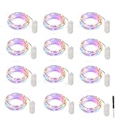 12 Pack Fairy Lights Battery Operated, 7FT 20LED Waterproof Silver Wire Firefly Starry Lights for...