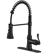 BWE Kitchen Sink Faucet with Deck Plate Single Handle Lever with Pull Down Sprayer Spring 3 Funct...