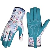 Bamllum Leather Gardening Gloves for Women - Working Gloves for Weeding, Digging, Planting, Rakin...