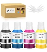 EXCERCUS Compatible Ink Bottle Replacement for Canon GI26 GI-26 BK GI-26BK GI-26C GI-26M GI-26Y G...