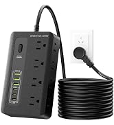 BOCHLION Power Strip with USB, 6ft Surge Protector Flat Plug Extension Cord with 8 Outlets, 3 USB...