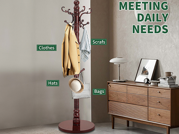 wooden coat rack stand