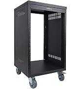 Sound Town 16U Universal Steel Rack, w/ 3" Locking Casters, Vented Side Panels for Audio Video, S...