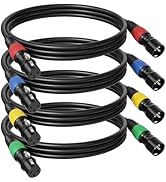 Tnlaile 4 Pack 6ft Color-Coded XLR Cables (Male to Female), OFC Microphone Cable for Recording Mi...