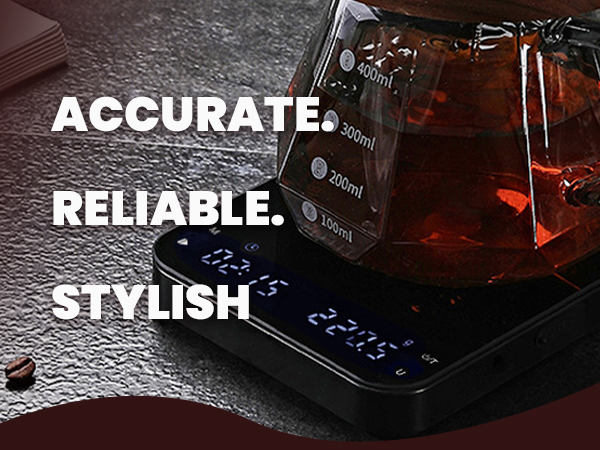 Rechargable Coffee Scale with Rubber Mat accurate reliable stylish