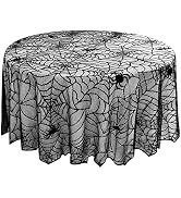 eZAKKA Halloween Table Cloth, 70 Inch Spider Webs Tablecloths Black Tablecloth Lace Fabric Table ...