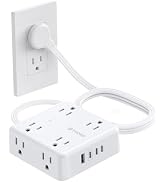 TROND Surge Protector Power Strip, 5ft Flat Plug Extension Cord, White | 8 Outlets & 4 USB Ports(...