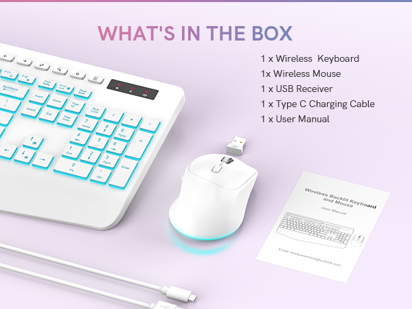 Full size ergonomic keyboard and silent mouse