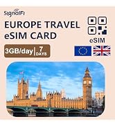 SignalFi Europe eSIM 21GB 7days, 3GB/Daily High-Speed 4G Data, Prepaid eSIM for Travel, Covers 33...
