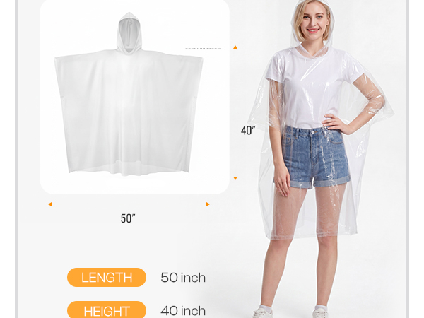 Disposable rain poncho for adult