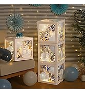 Baby Shower Balloon Box Decorations, 4 Pcs Baby Blocks Transparent Balloon Boxes with “BABY GIRL”...