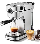 SECPOEDR 20 Bar Compact Espresso Machine with Milk Frother for Home Silver | Espresso Coffee Make...