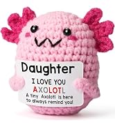 WEYON Daughter Gifts from Mom on Mothers Day, Handmade Crochet Axolotl Plush with I Love You Sign...