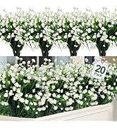 TURNMEON 20 Bundles Artificial Flowers for Outdoors,Spring Grass Camellia Fake Flowers Plastic Pl...