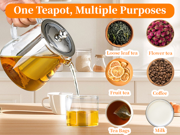 Glass Teapot with Stainless Steel Infuser