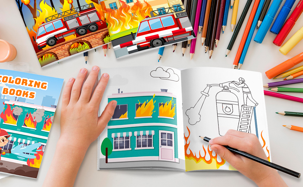 fire trucks coloring book