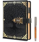 WEMATE Lock journal with Pen & Gift Box,A5 260 Pages,Refillable,Hardcover Leather Password Notebo...
