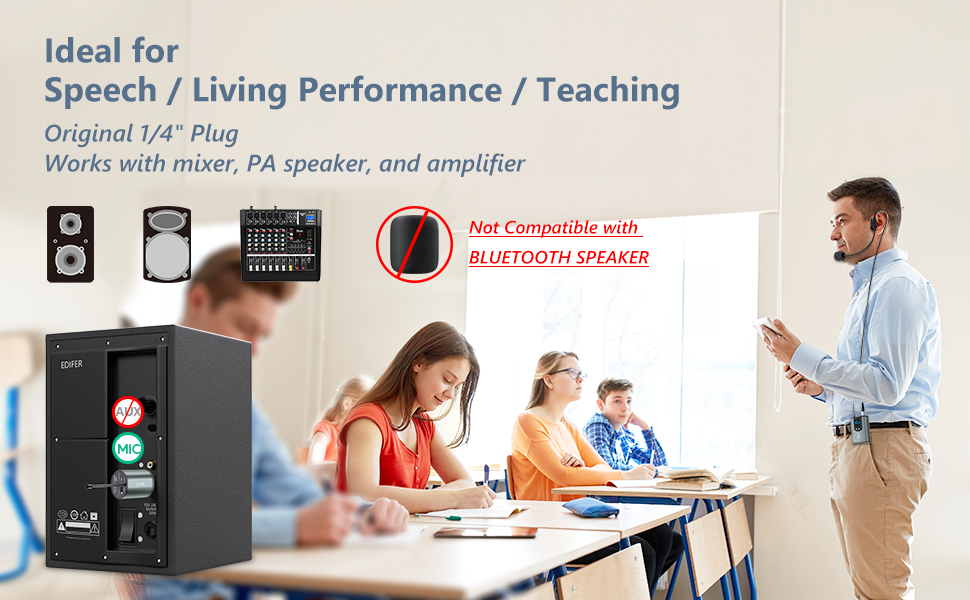 microphone system for teaching with a headset microphone