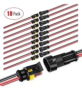 Nilight - 50020R 2Pin Way 16AWG Waterproof Wire 1.5mm Series Terminal Connector-10 Pack,2 Years W...