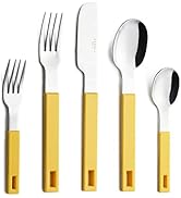 ANNOVA Silverware Set 20 Pieces Stainless Steel Cutlery Color Block Handle Modern Style Flatware ...