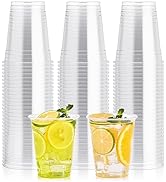 100 Pack 12 OZ Clear Plastic Cups, Cold Party Drinking Cups, Clear Disposable Cups Fruit/Ice Crea...