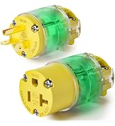 EPLESETON 1 Set 20 Amp Extension Cord Ends Lighted Plug and Connector Set, 20A 125V NEMA 5-20P & ...