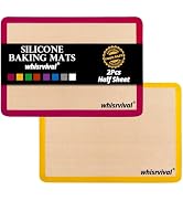 whisrvival Silicone Baking Mat, 2 colors Half Sheet(16.5"x11.6") Non-Stick Baking Mat, Food Safe ...