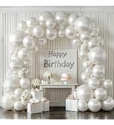 Pearl White Balloon Arch Kit,Double Stuffed Pastel White Cream Ivory Balloons Garland Kit Differe...