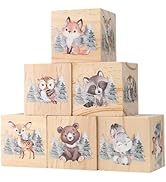 6 Pcs Woodland Animal Nursery Decor Blocks Wooden Shelf Decor for Baby Nursery Room Kids Bedroom